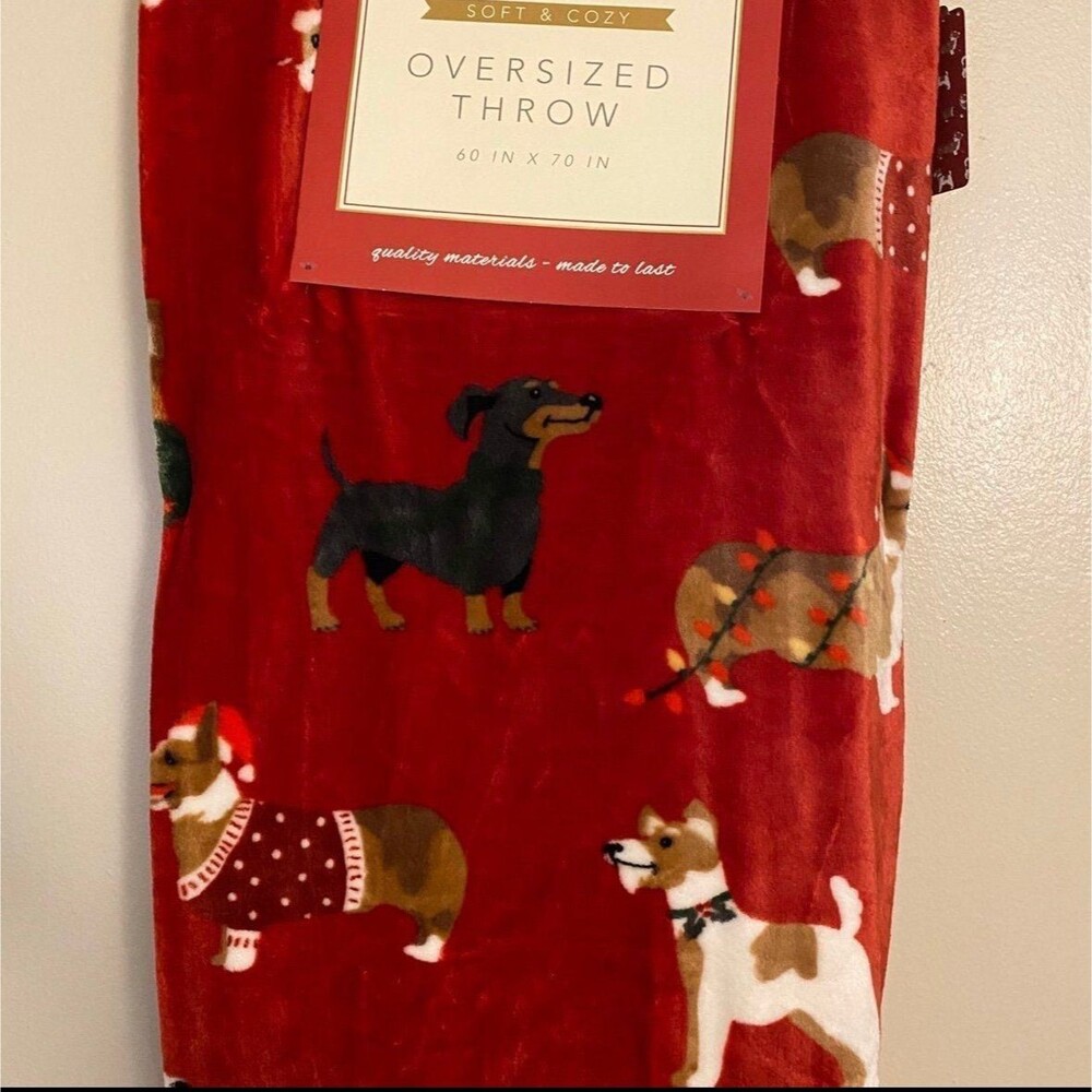 Holiday Envogue Dog Oversized Fleece Throw Blanket